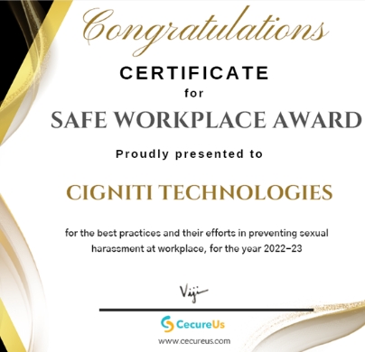 Recognized for Safe Workplace Practices by CecureUs in 2022-23