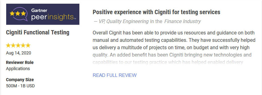 Functional Testing Services - Review - Cigniti Technologies