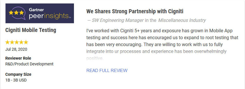Cigniti Mobile App Testing Review