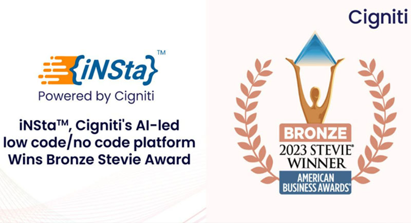 iNStaTM, Cigniti’s AI-powered Scriptless Automation Platform Wins Stevie® Award in Low Code/No Code Platform Category